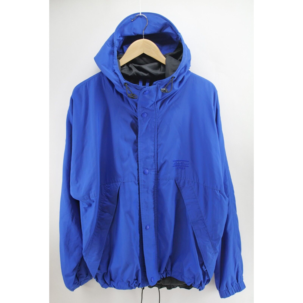 Vintage Eddie‎ Bauer Windbreaker Jacket Medium Blue Full Zip Ultrex Hooded USA